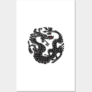 Oriental Dragon in Black 2 Posters and Art